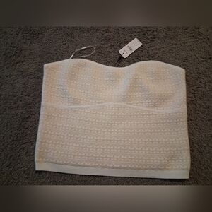 Express Cream Textured trapless Tube Top